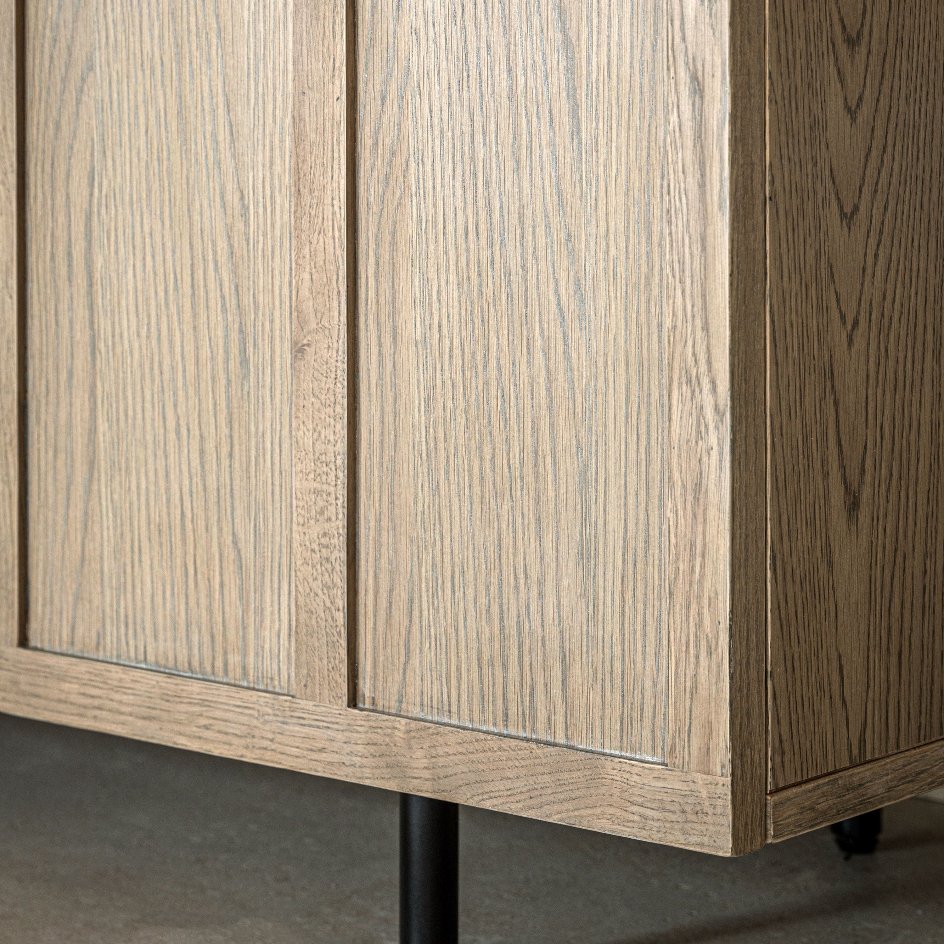 Fore Panelled Natural Oak Wood Sideboard